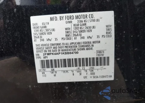 2019 Ford Edge St z USA, uszkodzony, nr VIN 2FMPK4AP1KBB84700